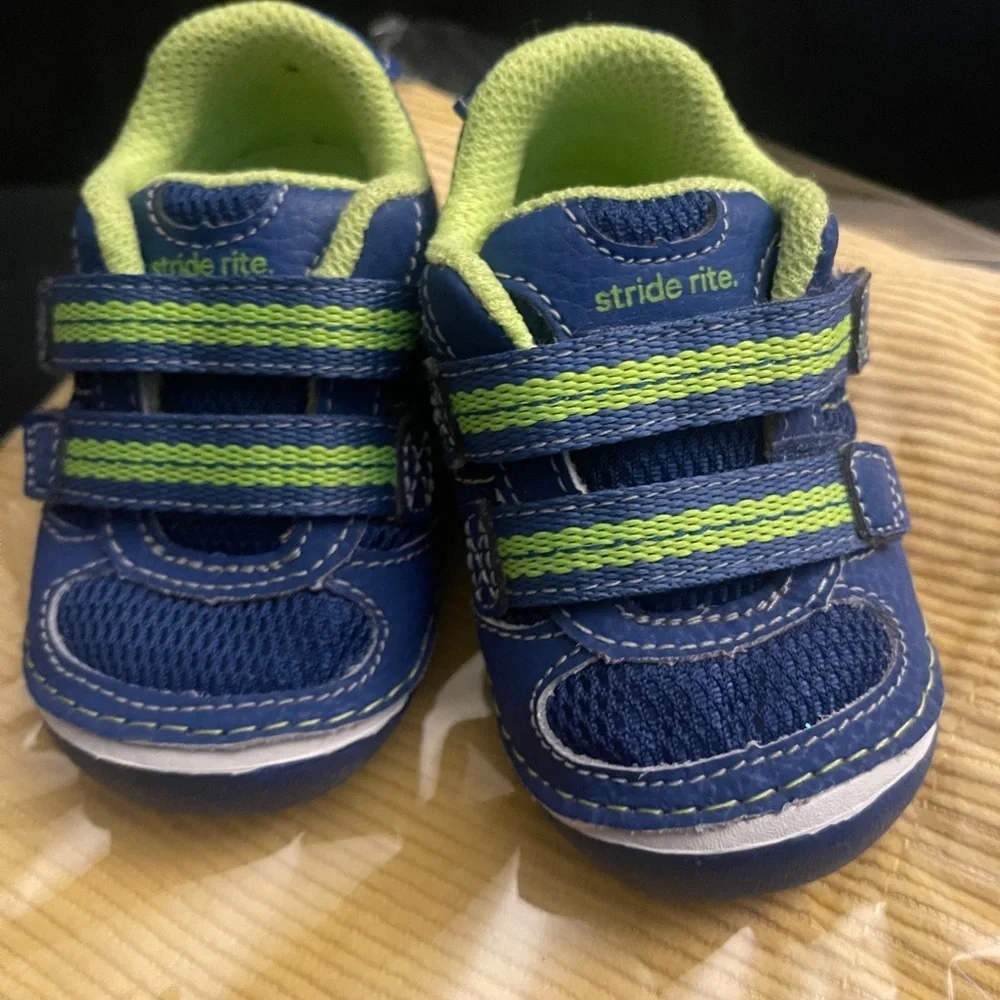 Stride Rite Navy and Lime Kids Sneakers Baby Boy Size 3 - Picture 8 of 10
